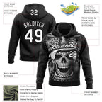 Custom Stitched Black White 3D Skull Pattern Pullover Sweatshirt Hoodie
