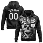 Custom Stitched Black White 3D Skull Pattern Pullover Sweatshirt Hoodie