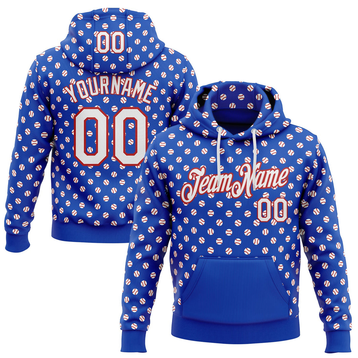Custom Stitched Thunder Blue White-Red 3D Pattern Design Baseball Game Day Buffalo Inspired Sports Pullover Sweatshirt Hoodie