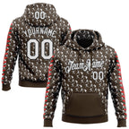 Custom Stitched Brown White Red-Black 3D Pattern Design Baseball Game Day Cleveland Inspired Sports Pullover Sweatshirt Hoodie