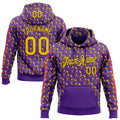 Custom Stitched Purple Gold Red-Black 3D Pattern Design Baseball Game Day Minnesota Inspired Sports Pullover Sweatshirt Hoodie