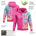 Custom Stitched Pink White 3D Tropical Hawaii Palm Leaves Sports Pullover Sweatshirt Hoodie