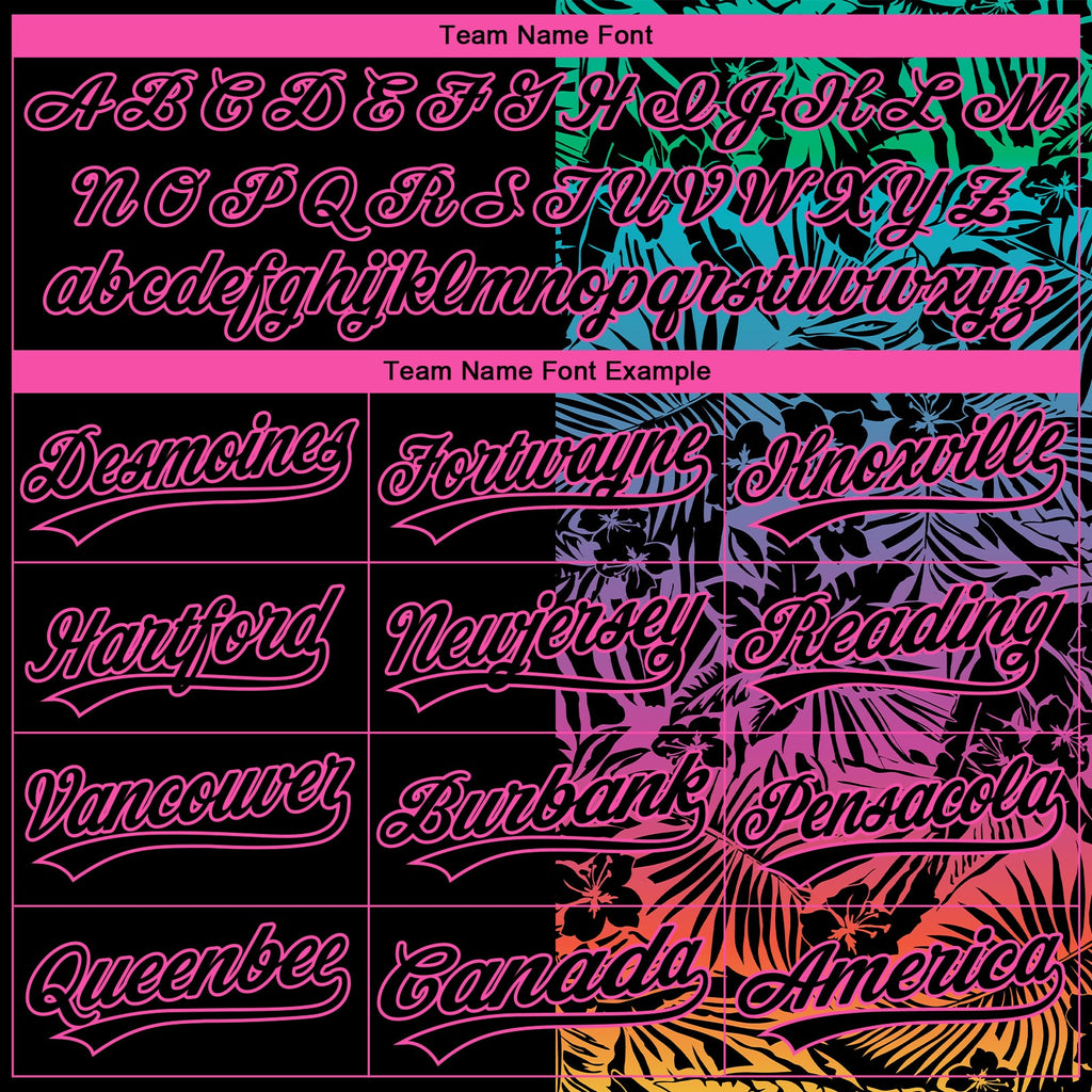 Custom Stitched Black Pink 3D Tropical Hawaii Palm Leaves Sports Pullover Sweatshirt Hoodie