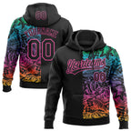 Custom Stitched Black Pink 3D Tropical Hawaii Palm Leaves Sports Pullover Sweatshirt Hoodie