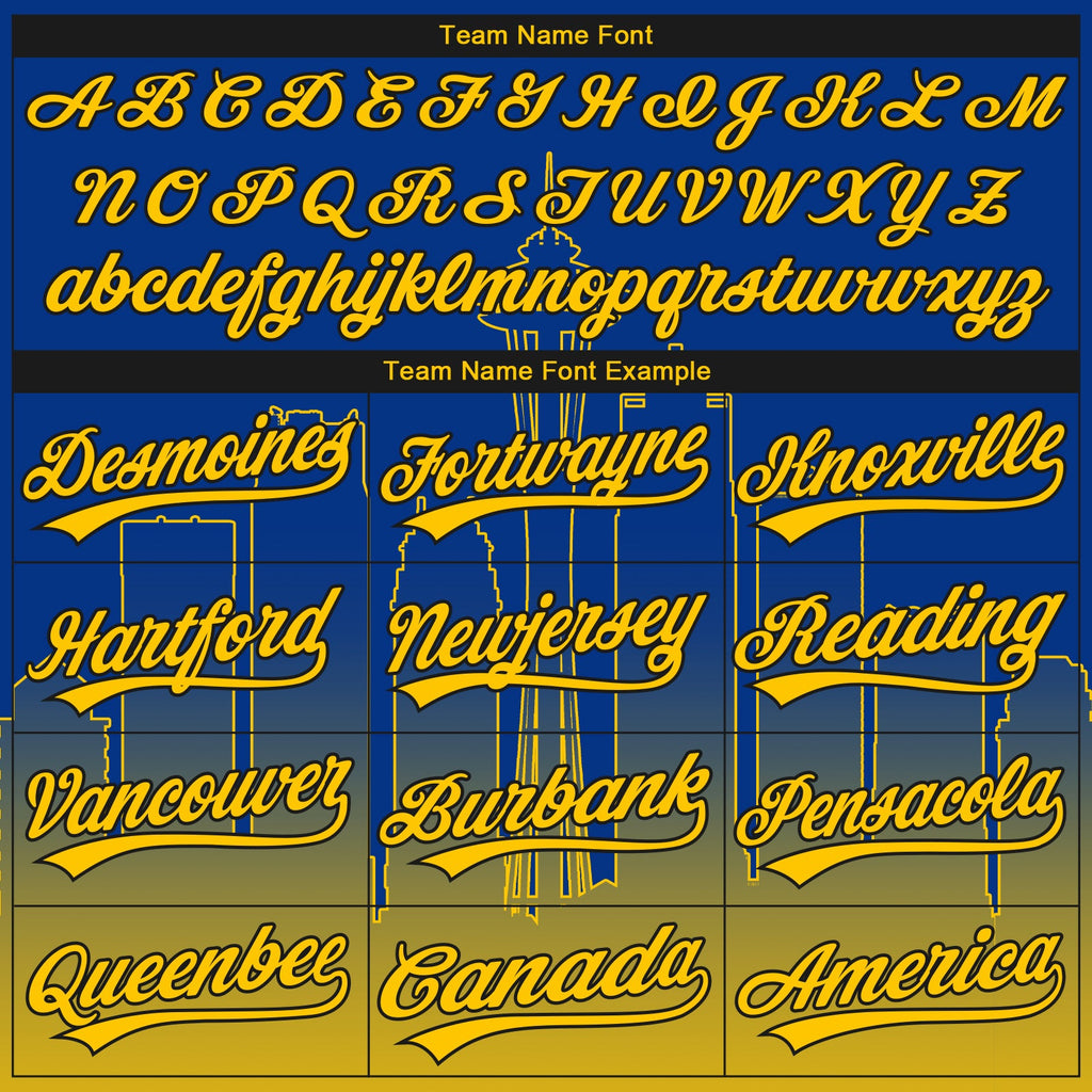 Custom Stitched Royal Yellow-Black 3D Gradient Fashion Seattle City Edition Sports Pullover Sweatshirt Hoodie