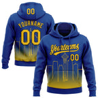 Custom Stitched Royal Yellow-Black 3D Gradient Fashion Seattle City Edition Sports Pullover Sweatshirt Hoodie