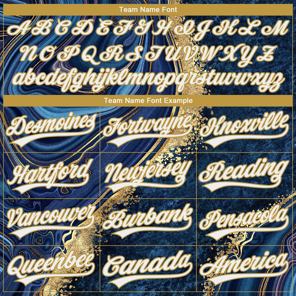 Custom Stitched Navy White-Old Gold 3D Pattern Design Abstract Marble Sports Pullover Sweatshirt Hoodie
