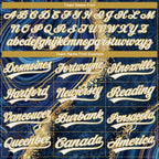 Custom Stitched Navy White-Old Gold 3D Pattern Design Abstract Marble Sports Pullover Sweatshirt Hoodie