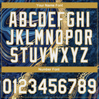 Custom Stitched Navy White-Old Gold 3D Pattern Design Abstract Marble Sports Pullover Sweatshirt Hoodie