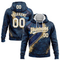 Custom Stitched Navy White-Old Gold 3D Pattern Design Abstract Marble Sports Pullover Sweatshirt Hoodie