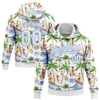 Custom Stitched White Light Blue 3D Hawaii Palm Trees Sports Pullover Sweatshirt Hoodie
