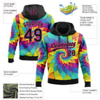 Custom Stitched Rainbow Black-Pink 3D Pattern Design Abstract Sports Pullover Sweatshirt Hoodie