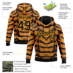 Custom Stitched Brown Black-Gold 3D Pattern Design Tiger Print Sports Pullover Sweatshirt Hoodie