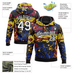 Custom Stitched Graffiti Pattern White-Black 3D Abstract Splatter Sports Pullover Sweatshirt Hoodie