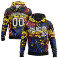 Custom Stitched Graffiti Pattern White-Black 3D Abstract Splatter Sports Pullover Sweatshirt Hoodie