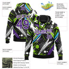 Custom Stitched Graffiti Pattern Purple-White 3D Abstract Splatter Sports Pullover Sweatshirt Hoodie
