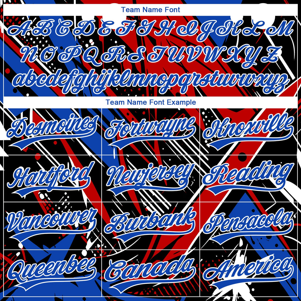 Custom Stitched Graffiti Pattern Red Thunder Blue-White 3D Abstract Splatter Sports Pullover Sweatshirt Hoodie
