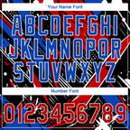 Custom Stitched Graffiti Pattern Red Thunder Blue-White 3D Abstract Splatter Sports Pullover Sweatshirt Hoodie