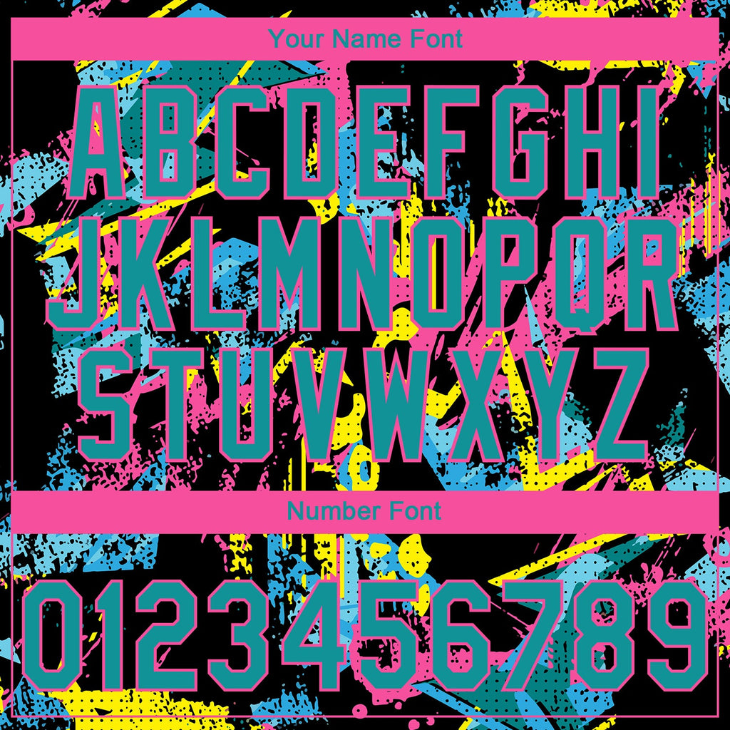 Custom Stitched Graffiti Pattern Pink-Teal 3D Abstract Splatter Sports Pullover Sweatshirt Hoodie