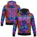 Custom Stitched Graffiti Pattern Hot Pink-Sky Blue 3D Abstract Geometric Sports Pullover Sweatshirt Hoodie