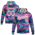 Custom Stitched Graffiti Pattern White-Pink 3D Abstract Splatter Sports Pullover Sweatshirt Hoodie