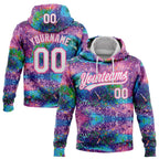 Custom Stitched Graffiti Pattern White-Pink 3D Abstract Splatter Sports Pullover Sweatshirt Hoodie