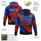 Custom Stitched Black Red Thunder Blue-White 3D Pattern Design Abstract Splatter Sports Pullover Sweatshirt Hoodie