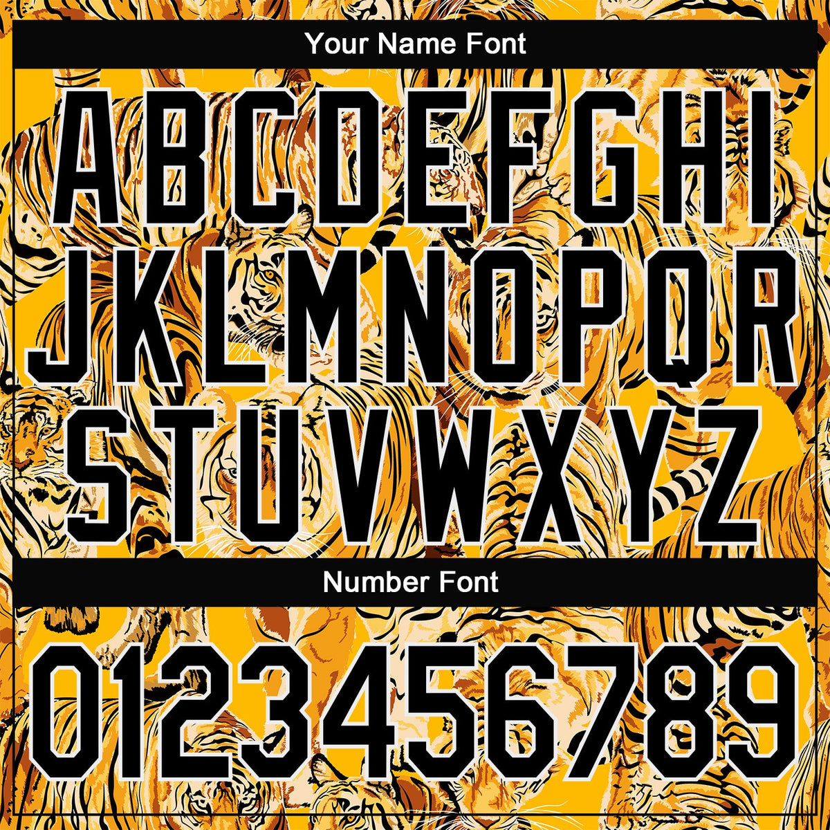Custom Stitched Gold Black-White 3D Pattern Design Tiger Sports Pullover Sweatshirt Hoodie