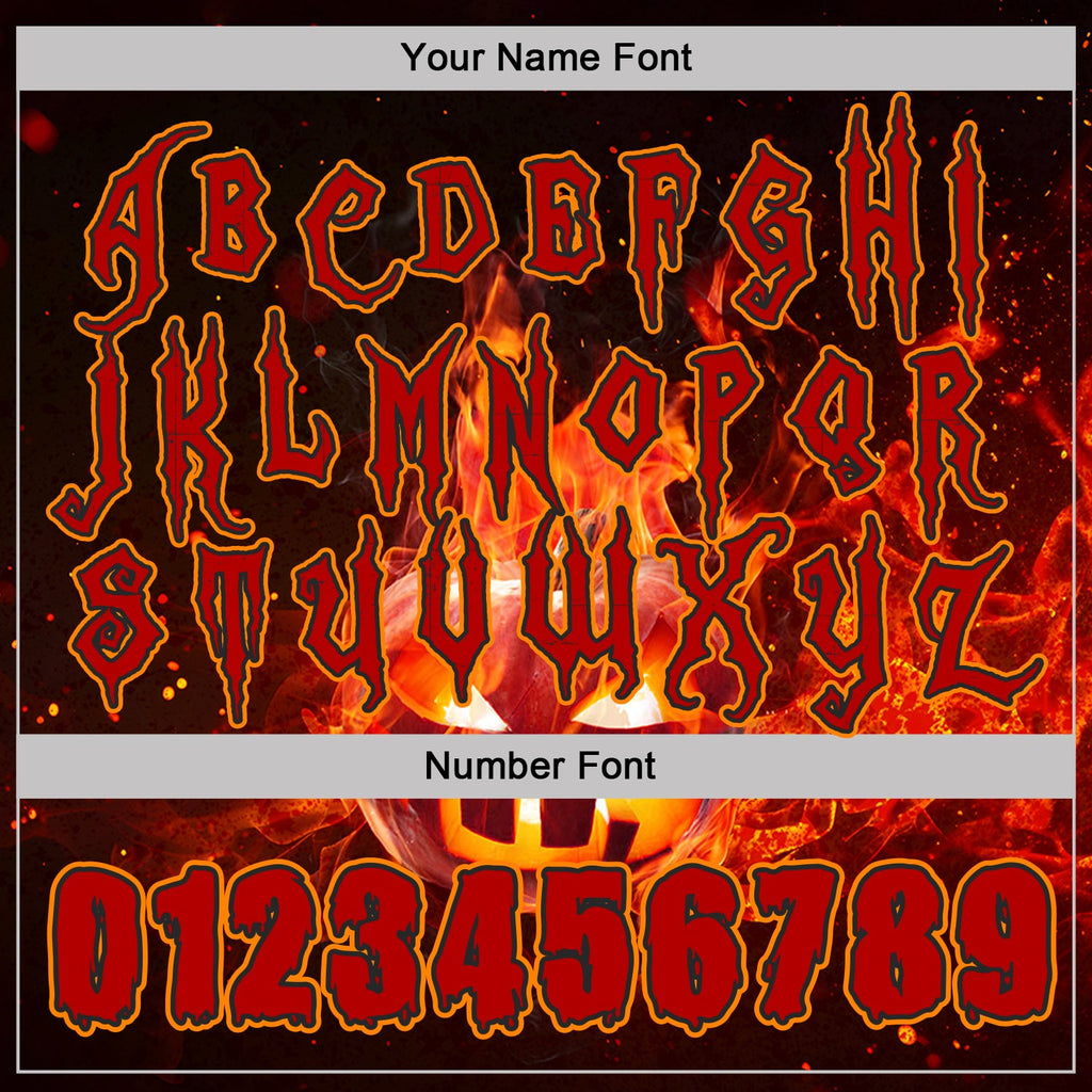 Custom Black Red-Bay Orange Halloween Flaming Pumpkins Pullover Sweatshirt Hoodie