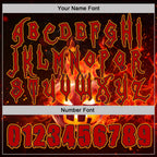 Custom Black Red-Bay Orange Halloween Flaming Pumpkins Pullover Sweatshirt Hoodie