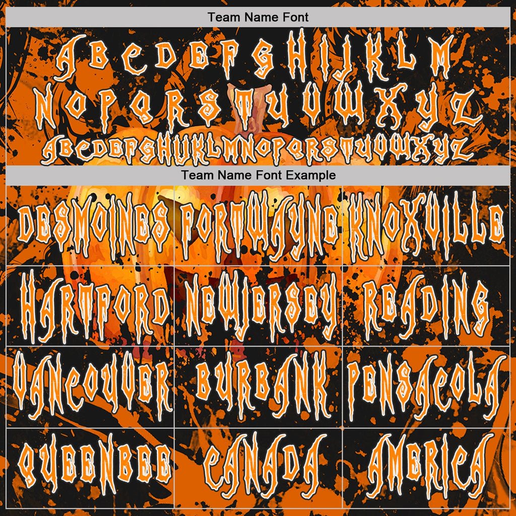 Custom Black Bay Orange-White Halloween Pumpkins Splatter Pullover Sweatshirt Hoodie