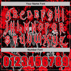 Custom Black Fire Red-White Spooky Halloween Skeleton Splatter Pullover Sweatshirt Hoodie