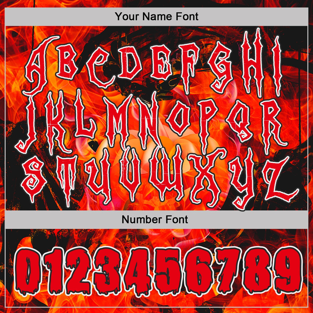 Custom Black Fire Red-White Halloween Flaming Pumpkins Pullover Sweatshirt Hoodie