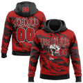 Custom Black Red-White Spooky Halloween Skull Splatter Pullover Sweatshirt Hoodie