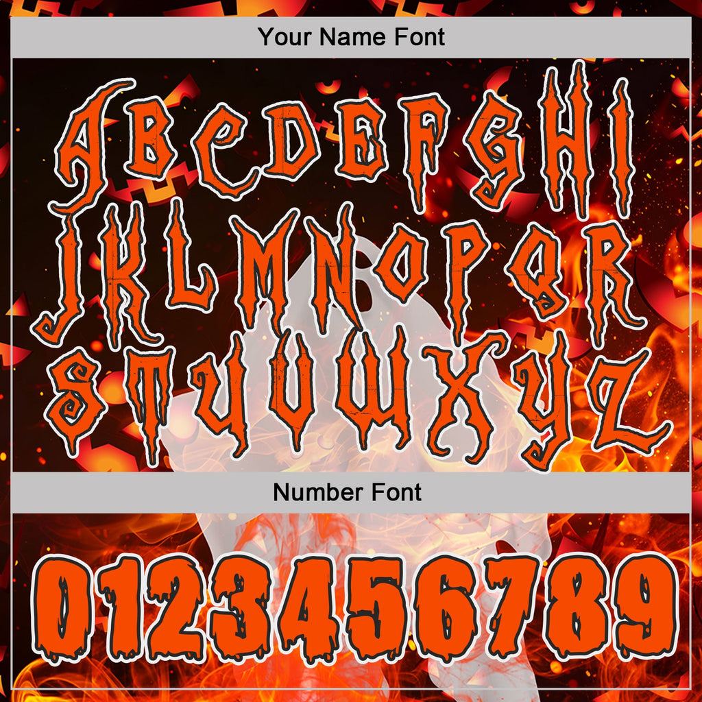 Custom Black Orange-White Halloween Flaming Pumpkins And Ghost Pullover Sweatshirt Hoodie