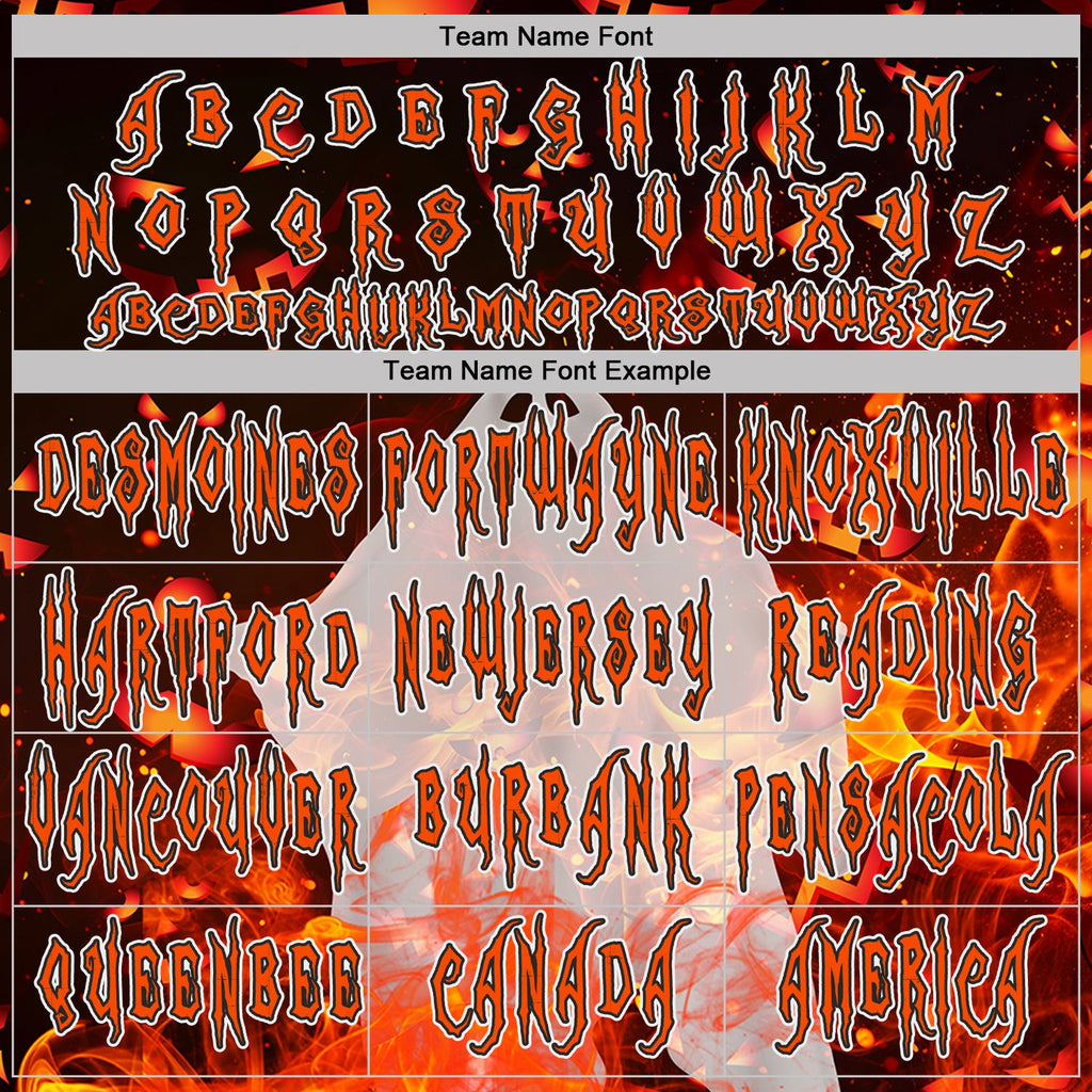 Custom Black Orange-White Halloween Flaming Pumpkins And Ghost Pullover Sweatshirt Hoodie