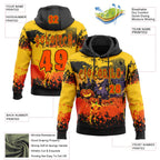 Custom Black Orange-Yellow Spooky Halloween Pumpkins Splatter Pullover Sweatshirt Hoodie