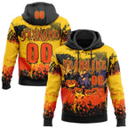 Custom Black Orange-Yellow Spooky Halloween Pumpkins Splatter Pullover Sweatshirt Hoodie