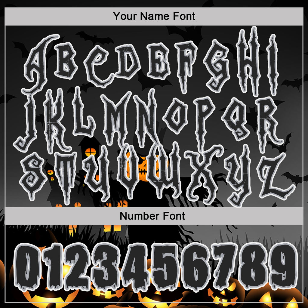 Custom Black Gray-White Spooky Halloween Pumpkins Pullover Sweatshirt Hoodie