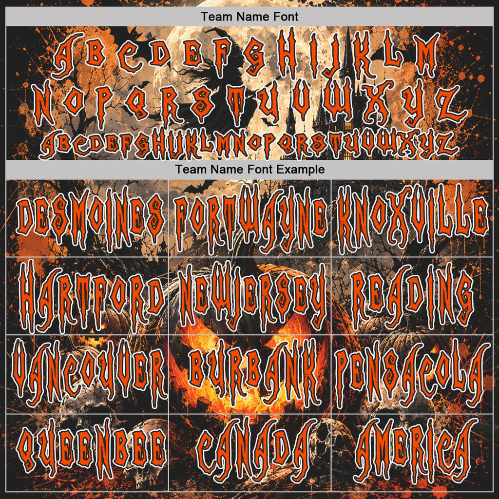 Custom Black Orange-White Spooky Halloween Pumpkins And Skull Splatter Pullover Sweatshirt Hoodie