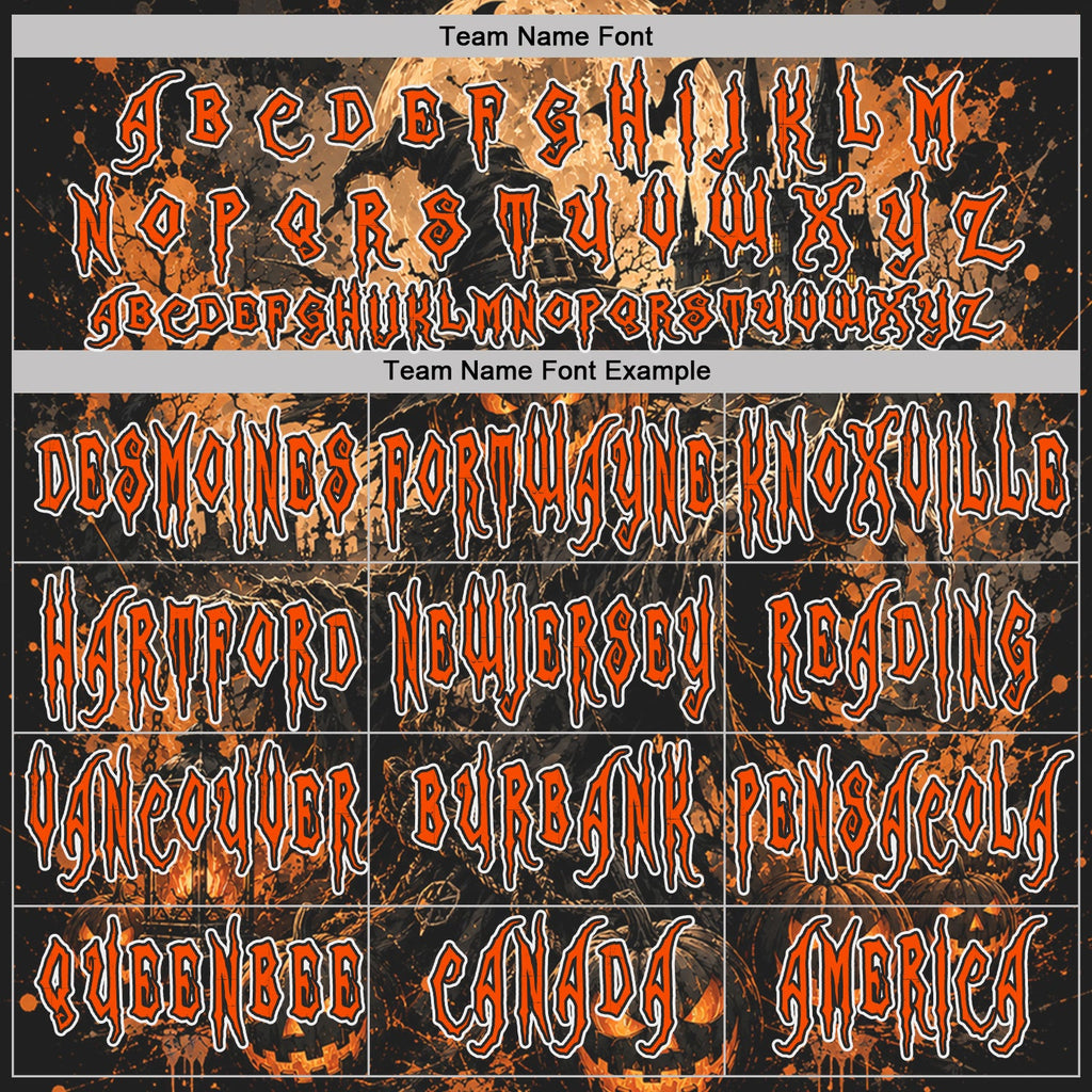 Custom Black Orange-White Spooky Halloween Pumpkins Pullover Sweatshirt Hoodie