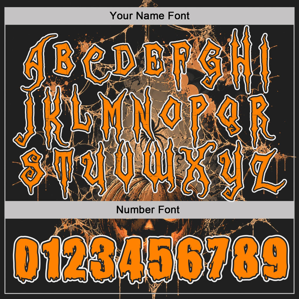 Custom Black Bay Orange-White Spooky Halloween Spider Web Ande Pumpkin Pullover Sweatshirt Hoodie