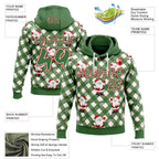 Custom Aurora Green White-Red Christmas Santa Claus Plaid Snowflakes Pullover Sweatshirt Hoodie