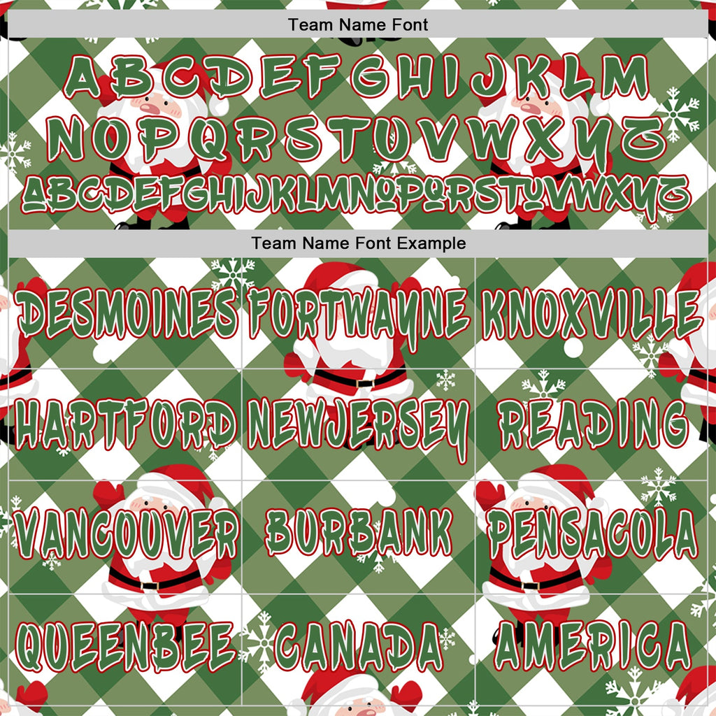 Custom Aurora Green White-Red Christmas Santa Claus Plaid Snowflakes Pullover Sweatshirt Hoodie