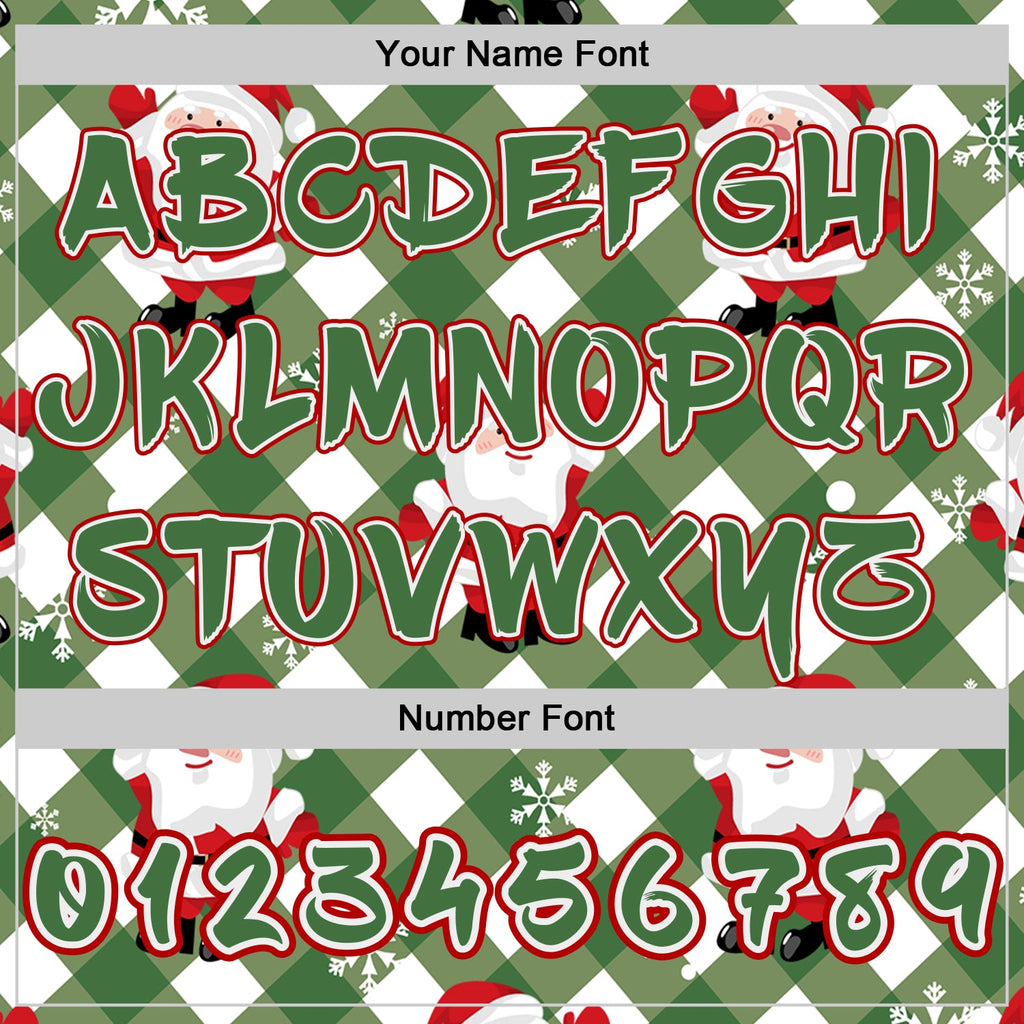 Custom Aurora Green White-Red Christmas Santa Claus Plaid Snowflakes Pullover Sweatshirt Hoodie