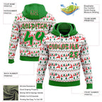 Custom White Grass Green-Fire Red Christmas Tree Fair Isle Reindeer Pullover Sweatshirt Hoodie