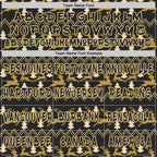 Custom Black Cream-Old Gold Christmas Tree Fair Isle Reindeer Pullover Sweatshirt Hoodie