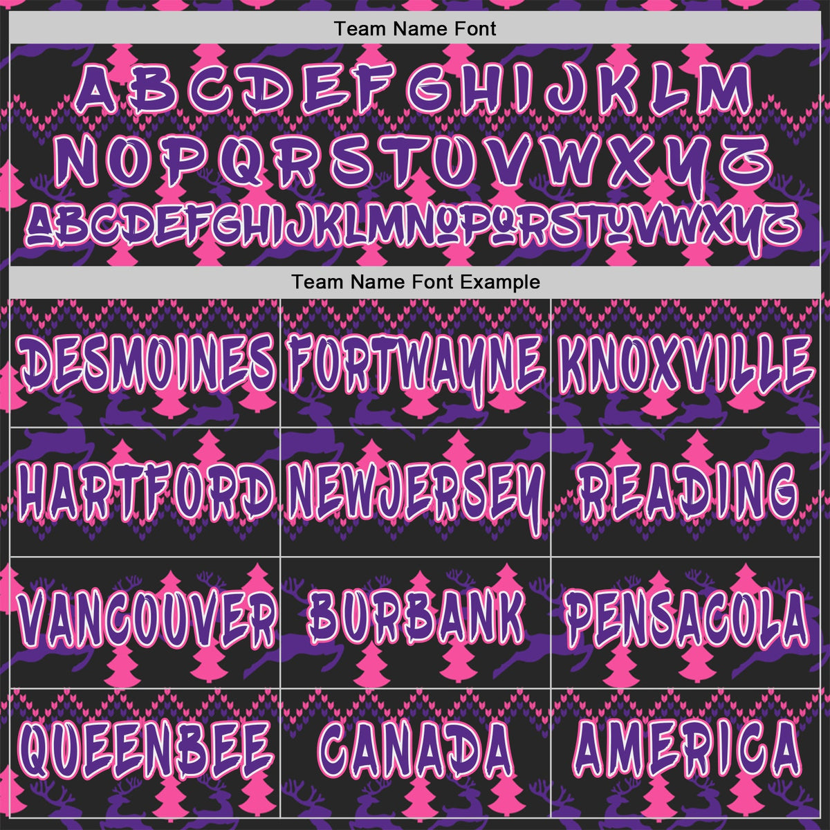 Custom Black Purple Pink-White Christmas Tree Fair Isle Reindeer Pullover Sweatshirt Hoodie