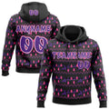 Custom Black Purple Pink-White Christmas Tree Fair Isle Reindeer Pullover Sweatshirt Hoodie