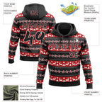 Custom Black Red-White Christmas Tree Fair Isle Reindeer Pullover Sweatshirt Hoodie